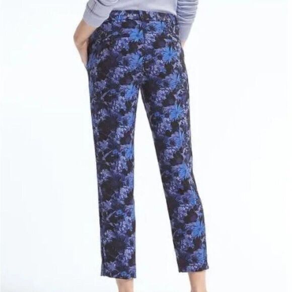 Banana Republic Avery Navy Blue Floral Print Pocket Ankle Pants 14 - Picture 3 of 8
